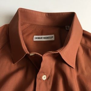 Giorgio redaelli Made in Italy men’s shirt burnt orange 15.75 100% cotton pa0177
